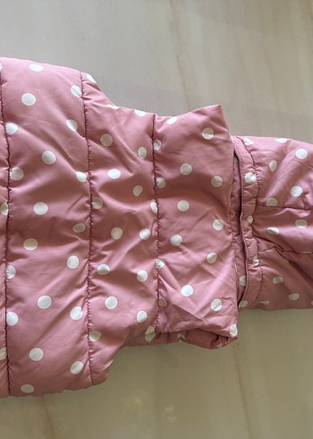 H&M Kız Çocuk Pembe Puantiyeli Kapüşonlu Yelek - Görsel 2