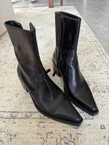 Massimo dutti cowboy bot deri siyah 40