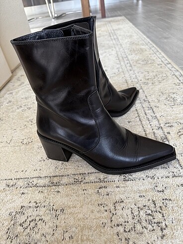 Massimo Dutti Massimo dutti cowboy bot deri siyah 40