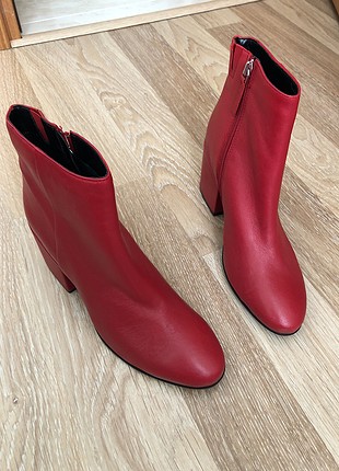 39 Beden Kırmızı hakiki deri bootie 39