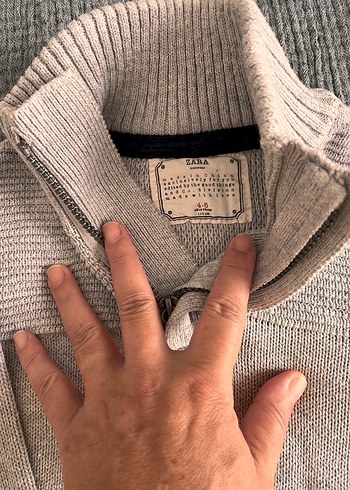 Zara Gri Yarım Fermuarlı Erkek Triko Kazak - Görsel 3