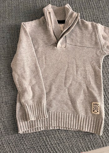 Zara Gri Yarım Fermuarlı Erkek Triko Kazak - Görsel 2