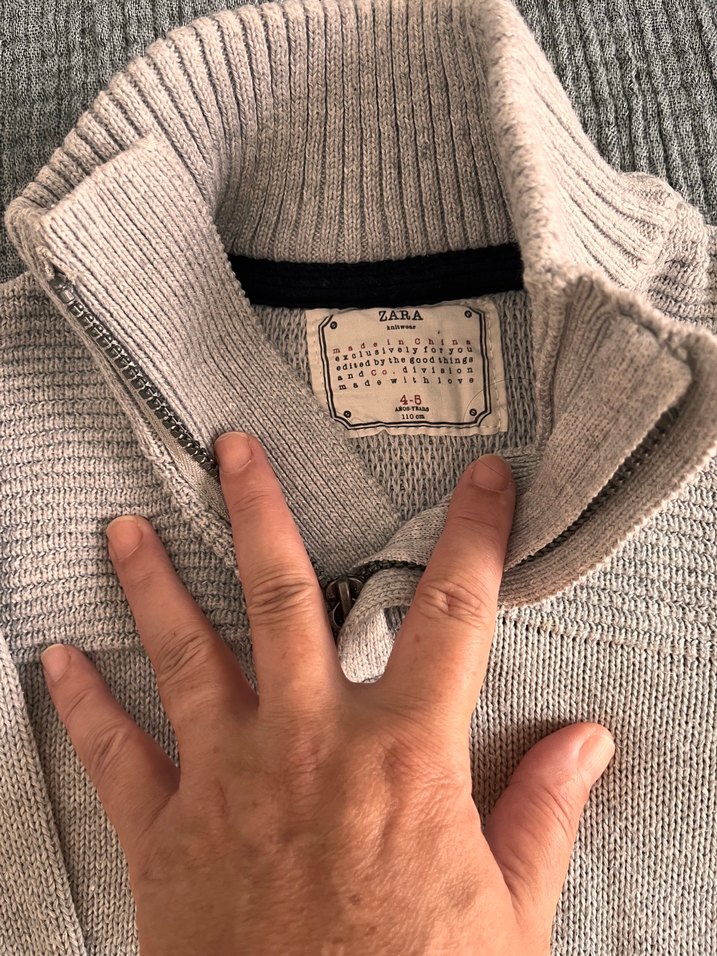 Zara Gri Yarım Fermuarlı Erkek Triko Kazak - Görsel 3