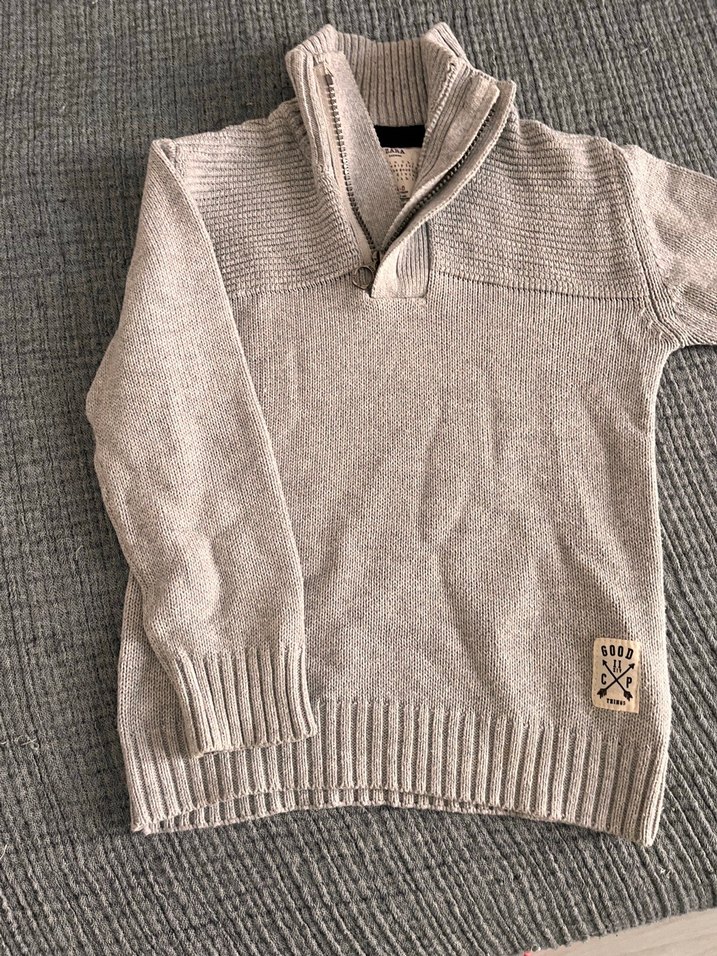 Zara Gri Yarım Fermuarlı Erkek Triko Kazak - Görsel 2