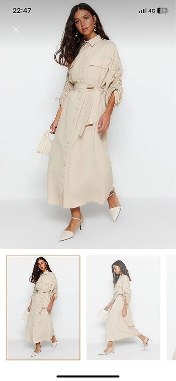 s Beden camel Renk Trenyolmodest elbise