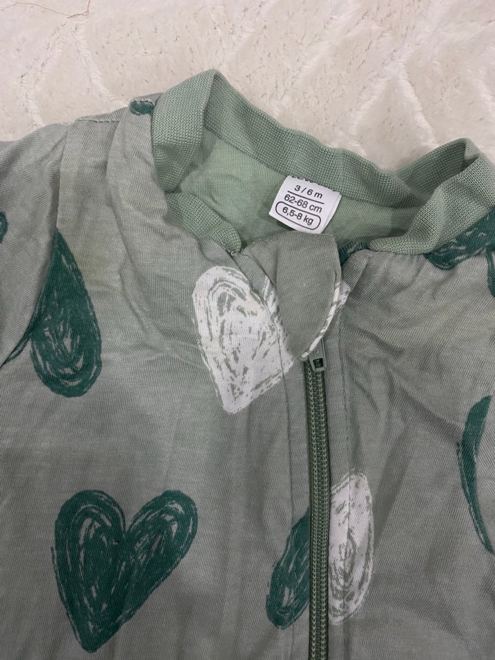 Fermuarlı Bebek  uyku Tulumu Yeşil Gri - Görsel 2