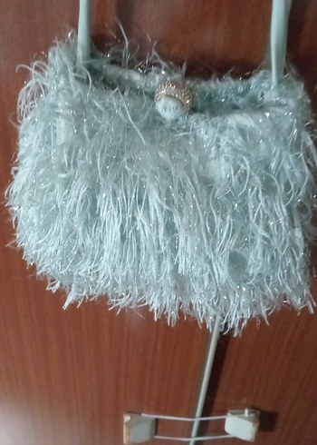 Beden turkuaz Renk Peluş Detaylı Turkuaz Kadın Çanta