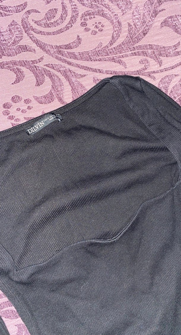 Uzun Kollu Siyah Gotik Straplez Bluz - Görsel 2