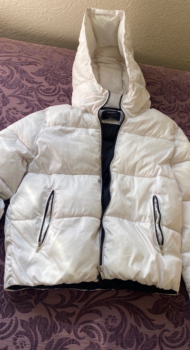 Beyaz Fermuarlı Kadın Kışlık Mont - Görsel 3