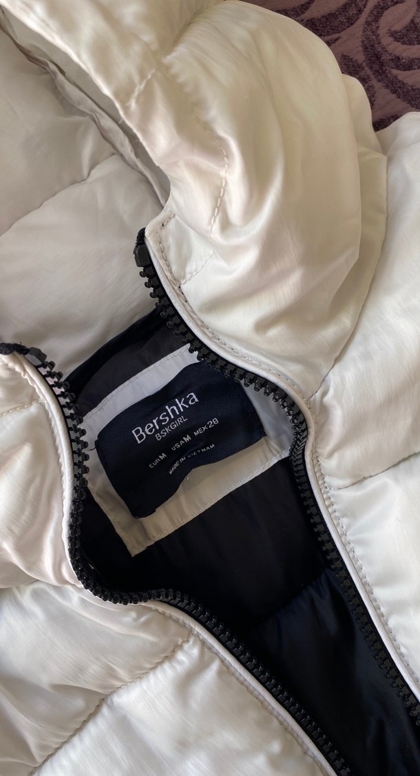 Beyaz Fermuarlı Kadın Kışlık Mont - Görsel 2