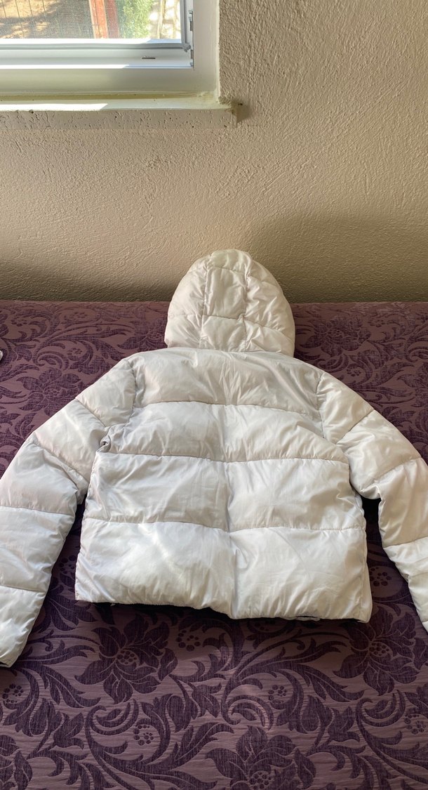 Beyaz Fermuarlı Kadın Kışlık Mont - Görsel 4