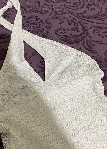 Beyaz Bohem Midi Elbise - Görsel 2