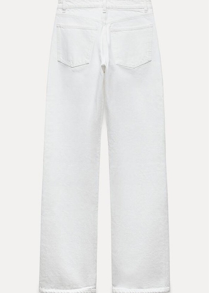 zara wide leg beyaz jean - Görsel 5
