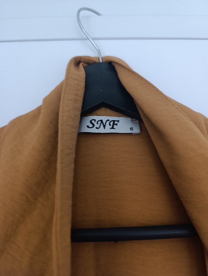 koyu sarı Uzun  Kadın Trençkot - Görsel 3