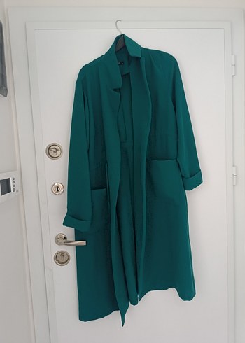 Uzun Yeşil  Kadın Kaban blazer - Görsel 5