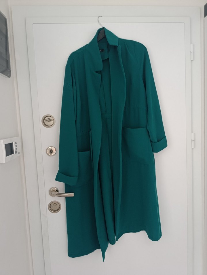 Uzun Yeşil  Kadın Kaban blazer - Görsel 5