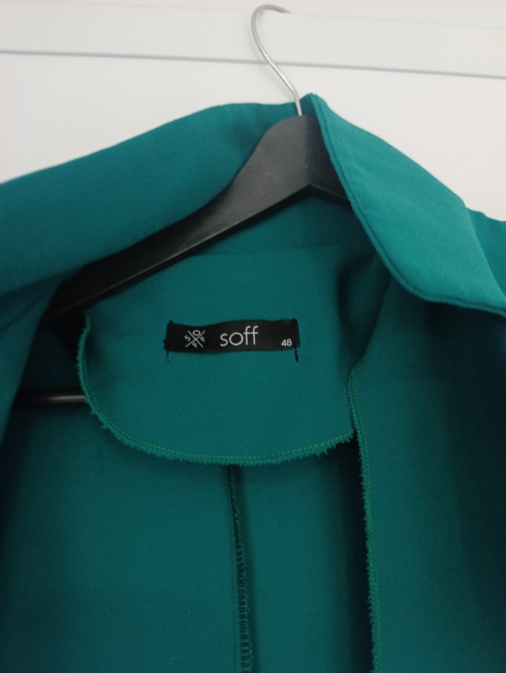 Uzun Yeşil  Kadın Kaban blazer - Görsel 2