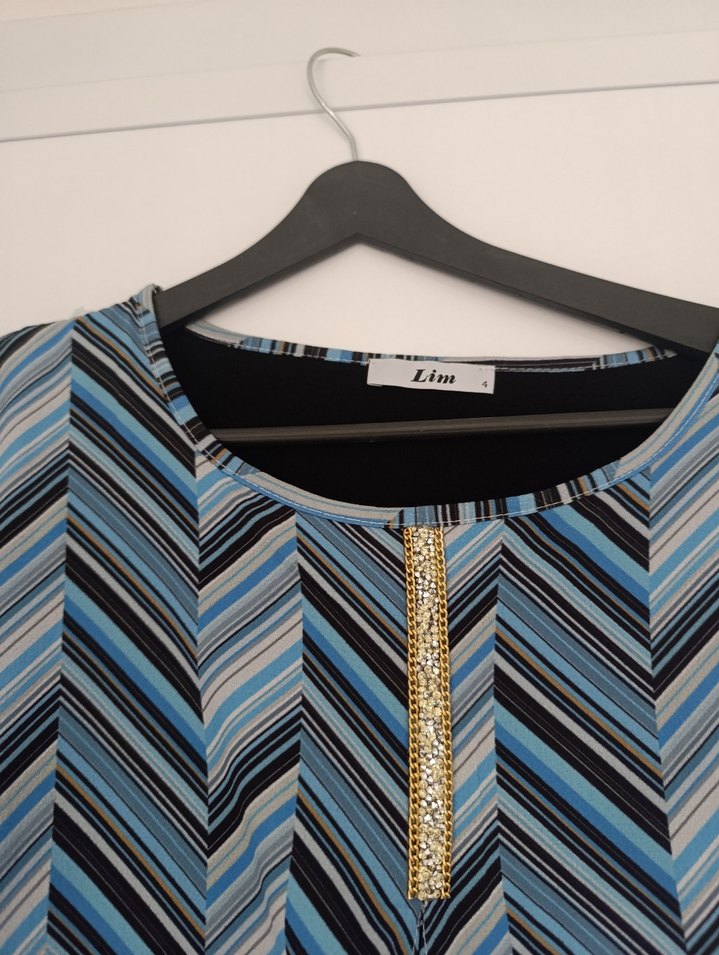 Mavi Çizgili Uzun Kollu Kadın Bluz - Görsel 3