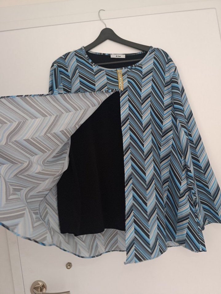 Mavi Çizgili Uzun Kollu Kadın Bluz - Görsel 2