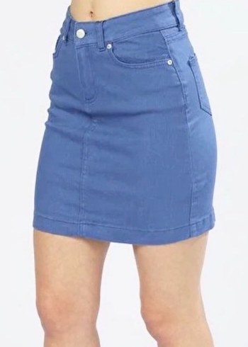 Kız Çocuk Beyaz Batik Desenli Denim Etek - Görsel 2