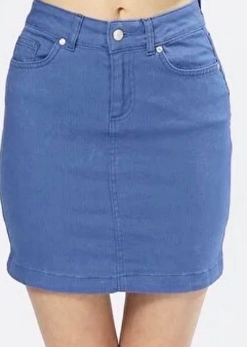 Kız Çocuk Beyaz Batik Desenli Denim Etek - Görsel 4