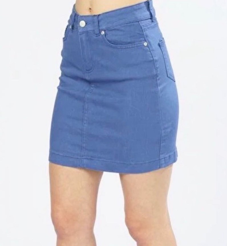 Kız Çocuk Beyaz Batik Desenli Denim Etek - Görsel 2