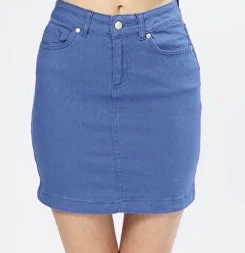 Kız Çocuk Beyaz Batik Desenli Denim Etek - Görsel 4