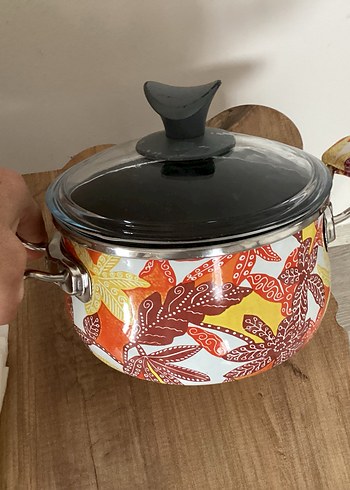 Renkli Desenli Kapaklı Derin Tencere 19 cm - Görsel 5