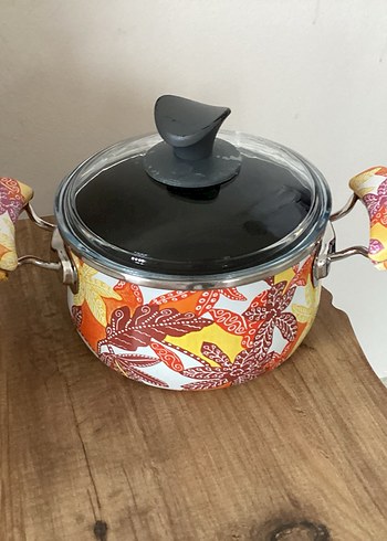 Renkli Desenli Kapaklı Derin Tencere 19 cm - Görsel 6