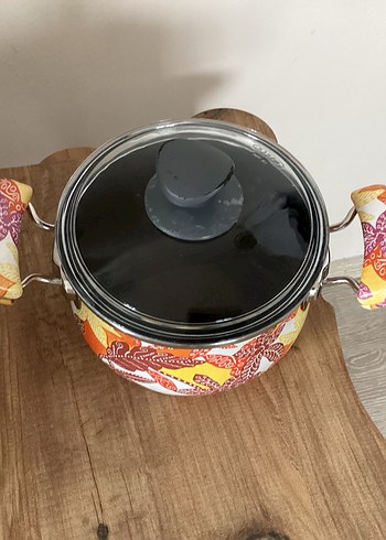 Renkli Desenli Kapaklı Derin Tencere 19 cm - Görsel 2