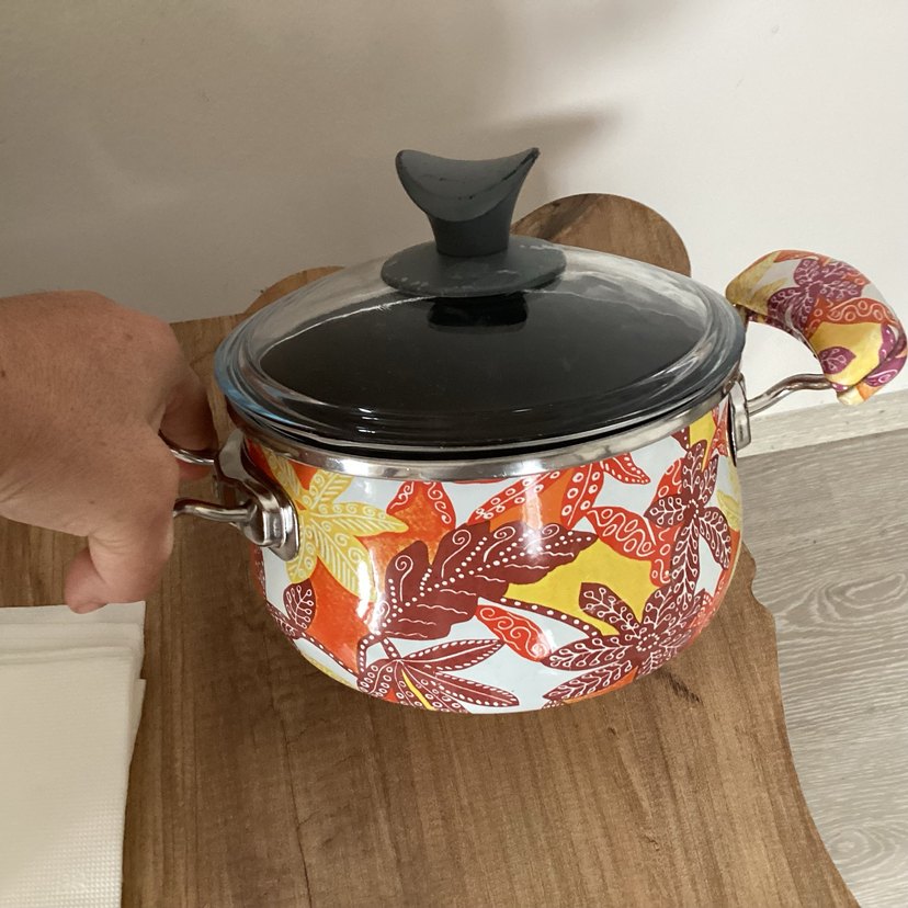 Renkli Desenli Kapaklı Derin Tencere 19 cm - Görsel 5