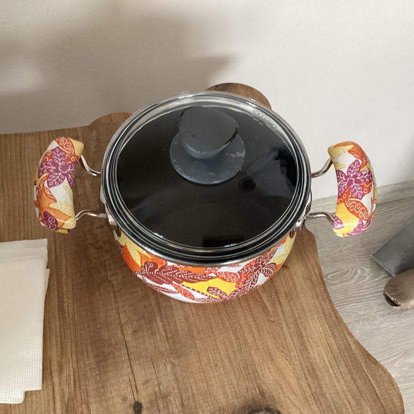 Renkli Desenli Kapaklı Derin Tencere 19 cm - Görsel 2