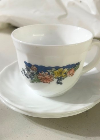 Pastel Çiçek Desenli Beyaz Fincan Seti - Görsel 5