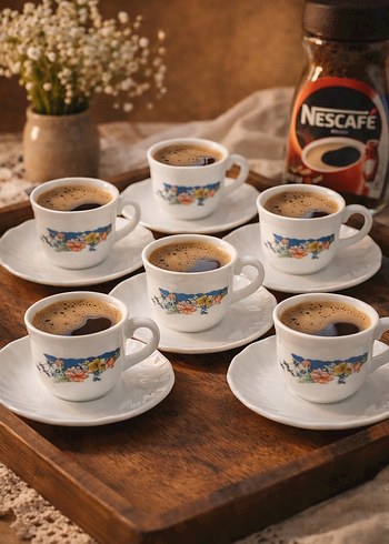 Pastel Çiçek Desenli Beyaz Fincan Seti - Görsel 2