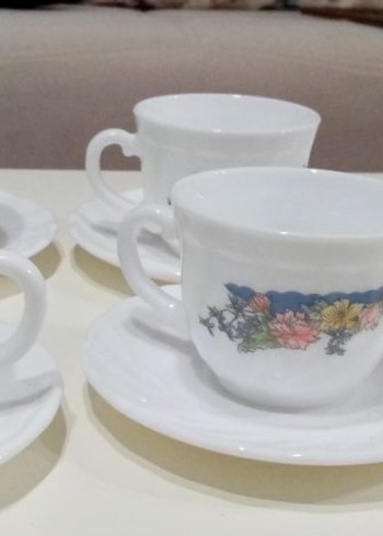 Pastel Çiçek Desenli Beyaz Fincan Seti - Görsel 3