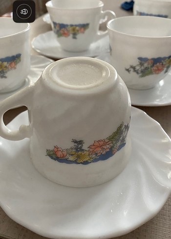 Pastel Çiçek Desenli Beyaz Fincan Seti - Görsel 7