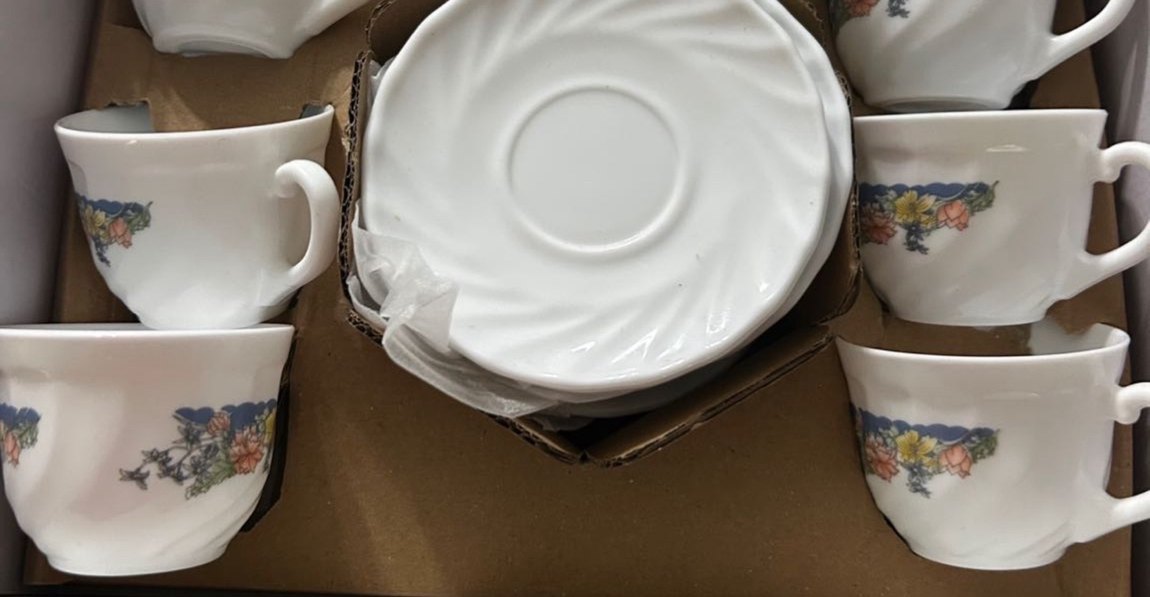 Pastel Çiçek Desenli Beyaz Fincan Seti - Görsel 4