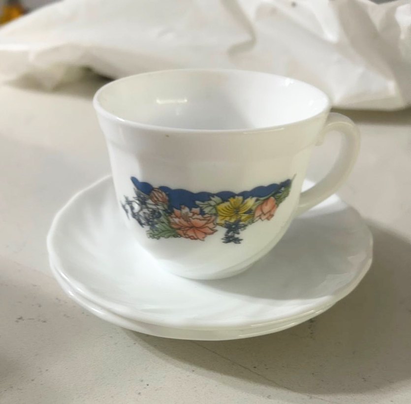 Pastel Çiçek Desenli Beyaz Fincan Seti - Görsel 5