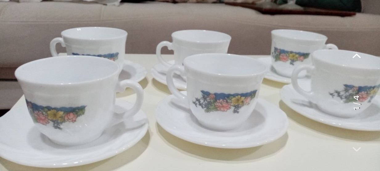 Pastel Çiçek Desenli Beyaz Fincan Seti - Görsel 3