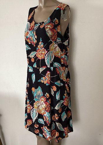 Çiçek Desenli Kolsuz Mini Elbise 44-46 - Görsel 9