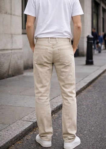 Bej Regular Fit Denim Erkek Pantolon 44 - Görsel 2