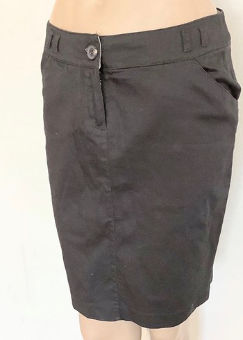 Düğmeli Siyah Midi Kadın Kalem Etek - Görsel 9