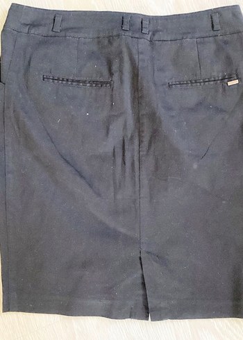 Düğmeli Siyah Midi Kadın Kalem Etek - Görsel 11