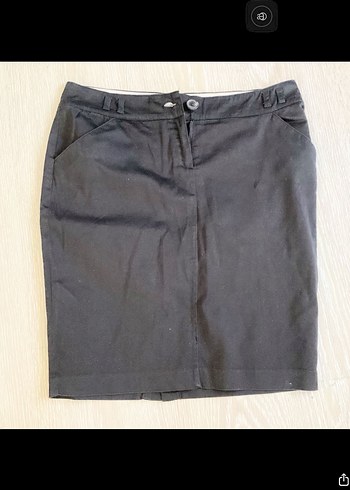 Düğmeli Siyah Midi Kadın Kalem Etek - Görsel 7