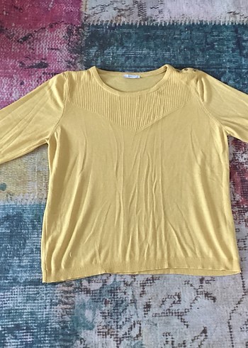 Sarı Süet Düğmeli Kadın Kazak LCW 3xl - Görsel 6