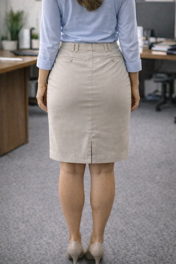 Bej Kadın Midi Kalem Etek mango Full likra - Görsel 2