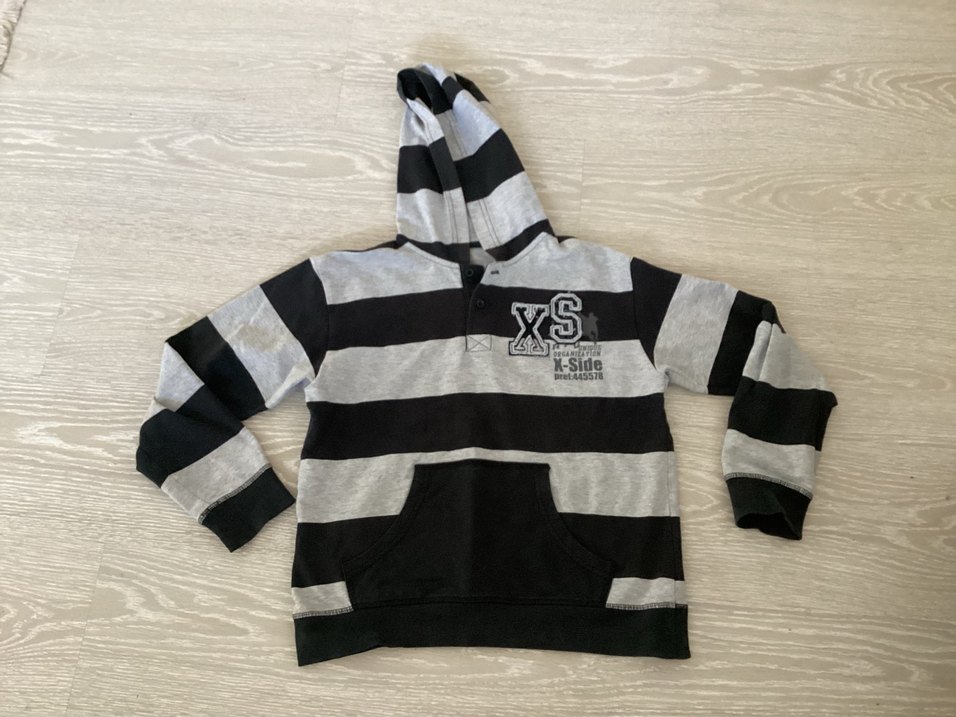 Gri Çizgili Kapüşonlu Sweatshirt 10-11 yaş - Görsel 2