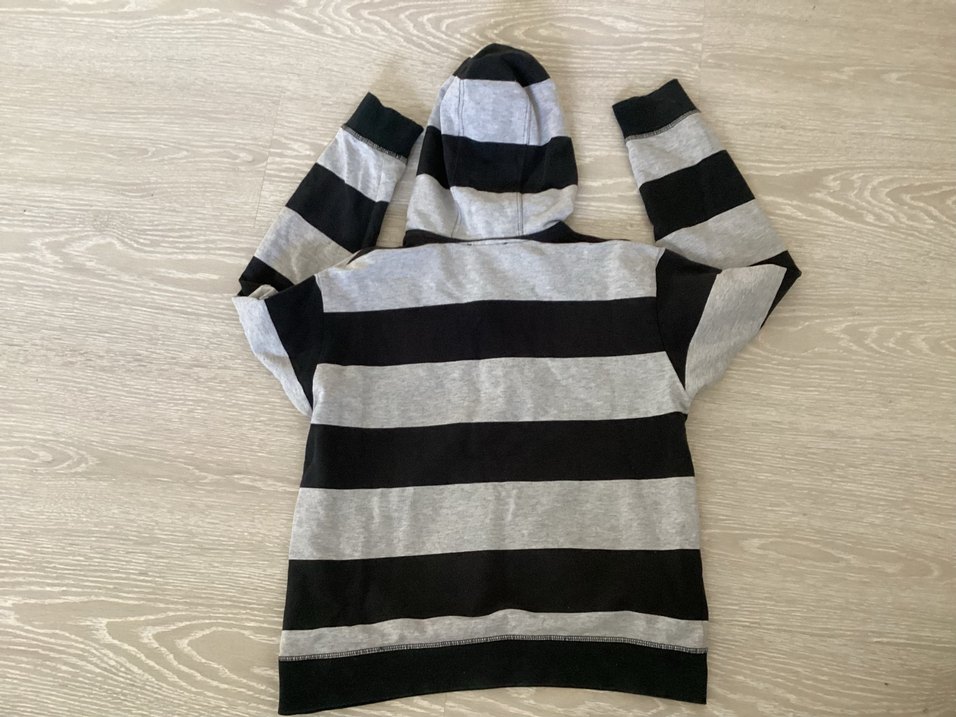 Gri Çizgili Kapüşonlu Sweatshirt 10-11 yaş - Görsel 4