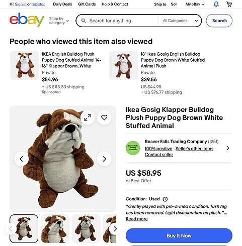 Beden İkea buldog büyük peluş