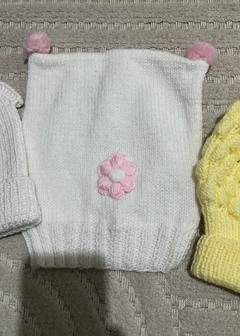 Kadın Mor Örgü Bere Beyaz Ponponlu - Görsel 3